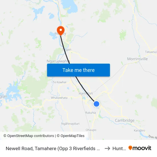 Newell Road, Tamahere (Opp 3 Riverfields Ln) to Huntly map