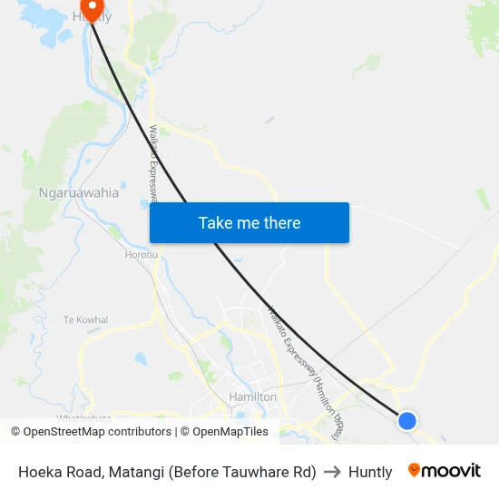 Hoeka Road, Matangi (Before Tauwhare Rd) to Huntly map