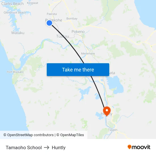 Tamaoho School to Huntly map