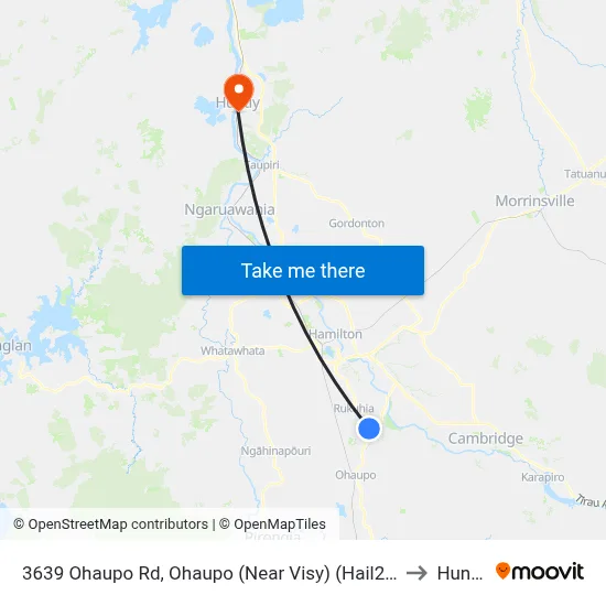3639 Ohaupo Rd, Ohaupo (Near Visy) (Hail2ride) to Huntly map
