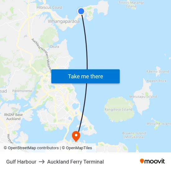 Gulf Harbour to Auckland Ferry Terminal map