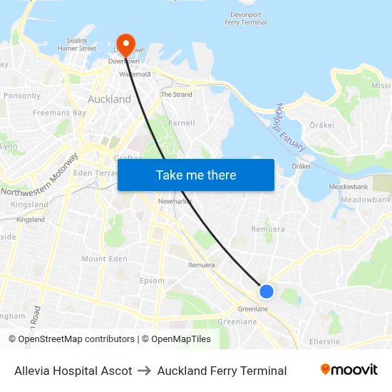 Allevia Hospital Ascot to Auckland Ferry Terminal map