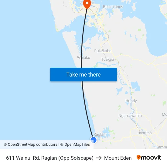 611 Wainui Rd, Raglan (Opp Solscape) to Mount Eden map