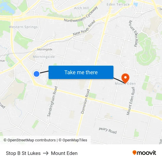 Stop B St Lukes to Mount Eden map
