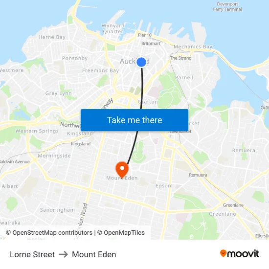 Lorne Street to Mount Eden map