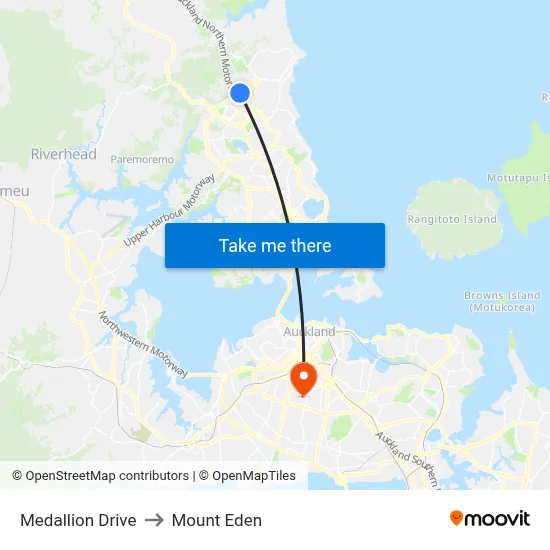 Medallion Drive to Mount Eden map