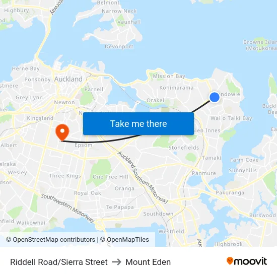 Riddell Road/Sierra Street to Mount Eden map