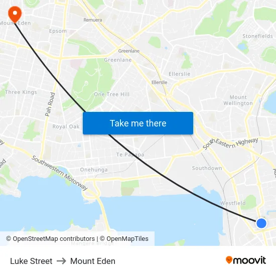 Luke Street to Mount Eden map