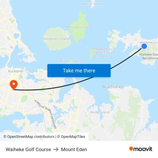 Waiheke Golf Course to Mount Eden map