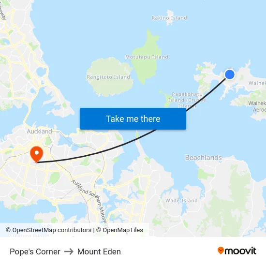 Pope's Corner to Mount Eden map