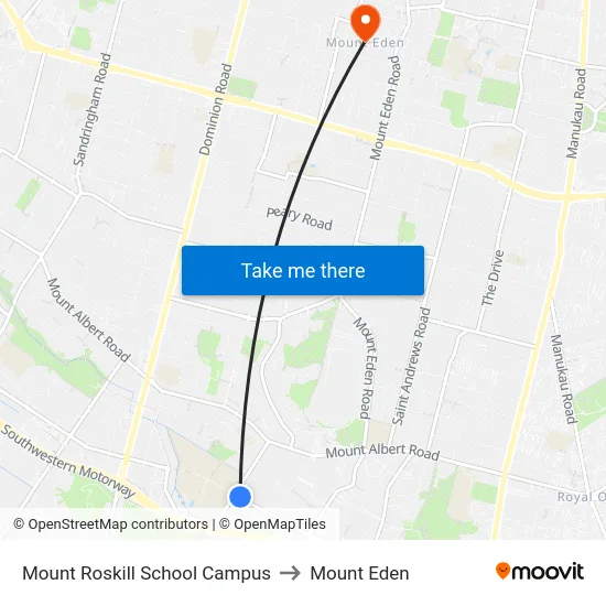 Mount Roskill School Campus to Mount Eden map