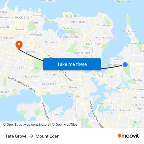 Tate Grove to Mount Eden map