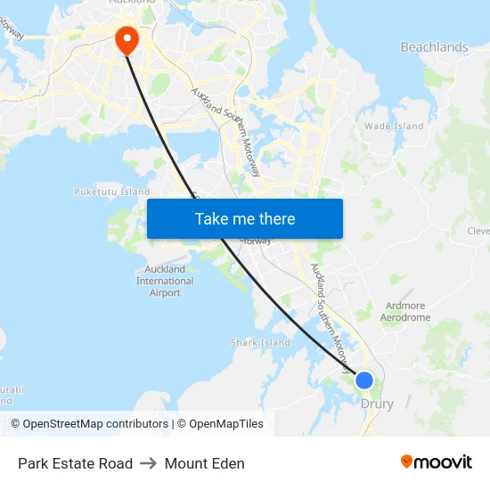 Park Estate Road to Mount Eden map