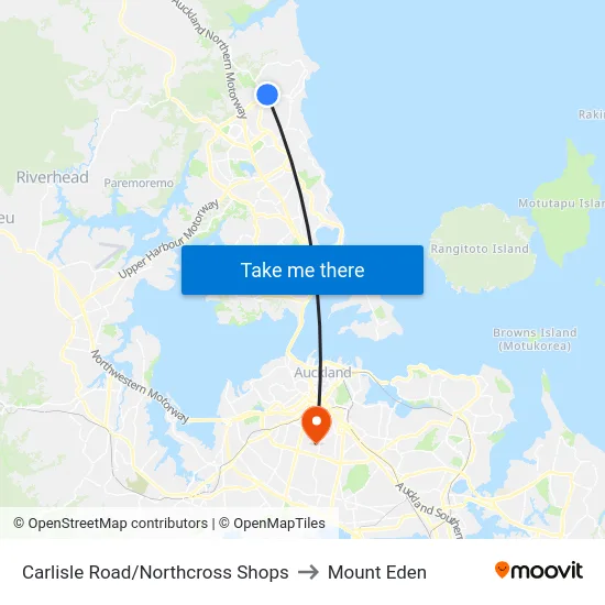 Carlisle Road/Northcross Shops to Mount Eden map