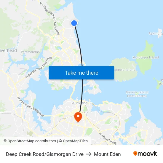 Deep Creek Road/Glamorgan Drive to Mount Eden map