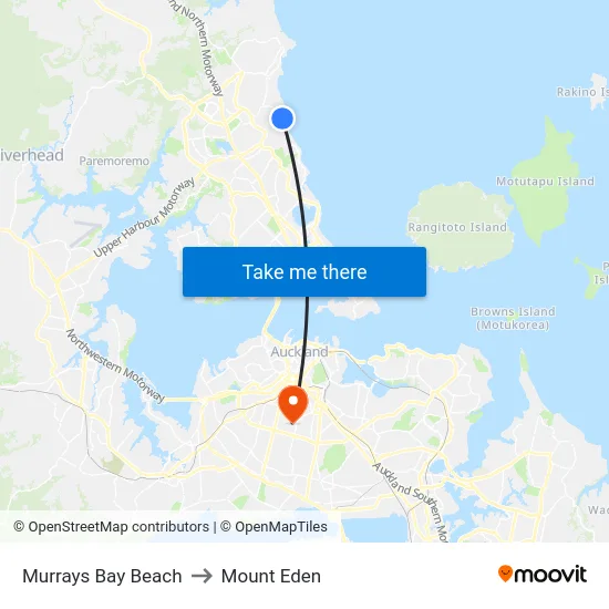 Murrays Bay Beach to Mount Eden map