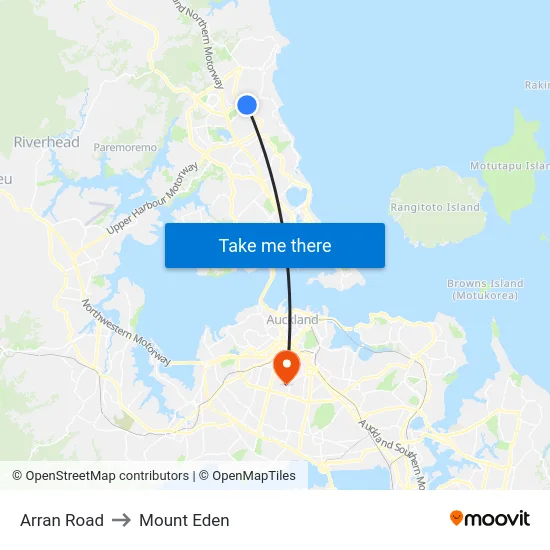 Arran Road to Mount Eden map