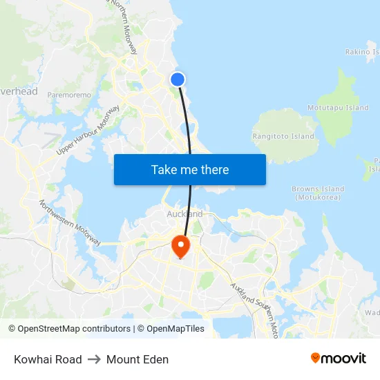 Kowhai Road to Mount Eden map