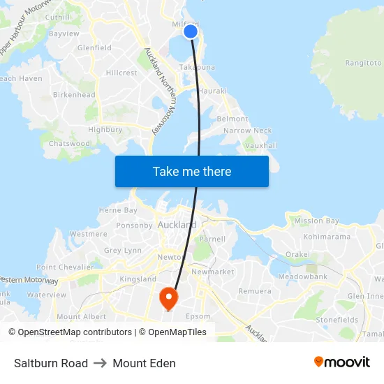 Saltburn Road to Mount Eden map