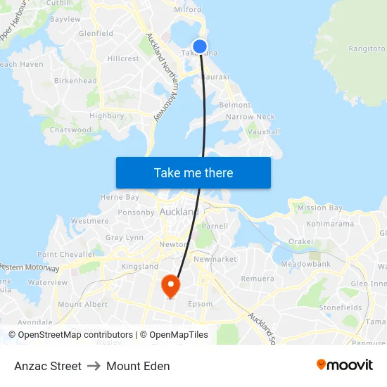Anzac Street to Mount Eden map