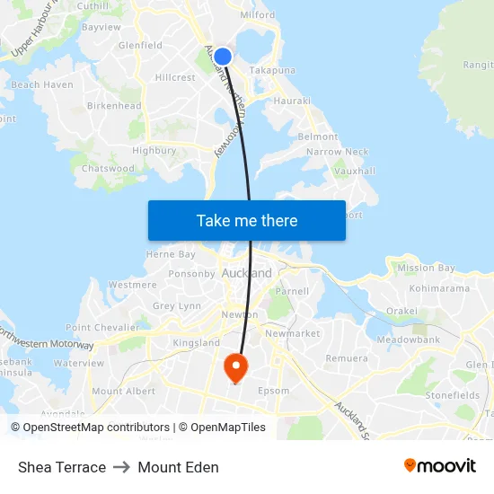 Shea Terrace to Mount Eden map