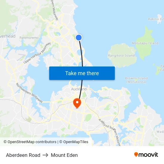 Aberdeen Road to Mount Eden map