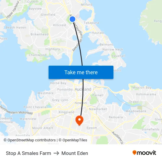 Stop A Smales Farm to Mount Eden map