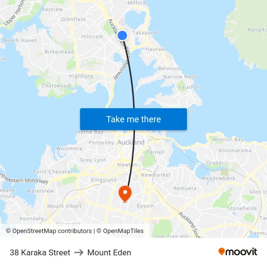38 Karaka Street to Mount Eden map