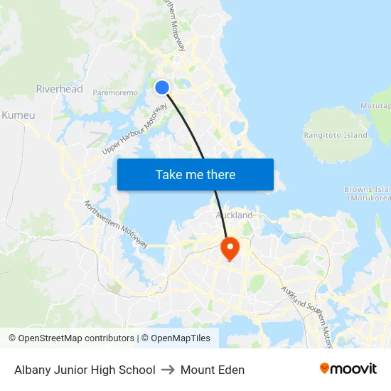 Albany Junior High School to Mount Eden map