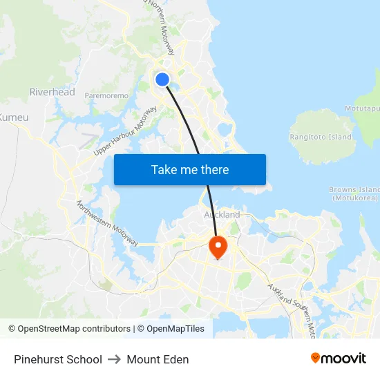 Pinehurst School to Mount Eden map