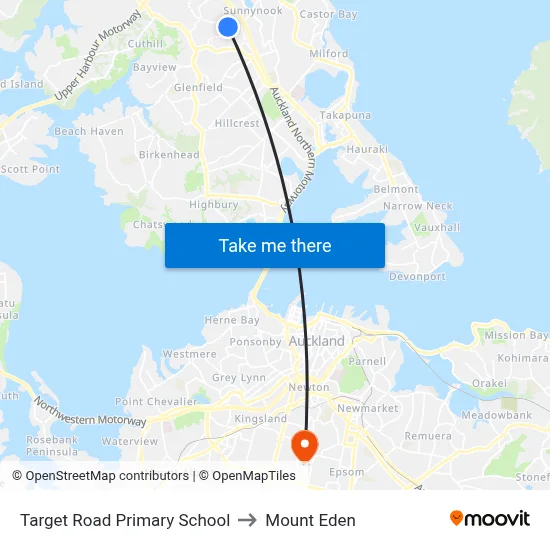 Target Road Primary School to Mount Eden map