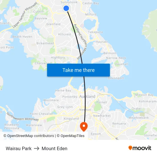 Wairau Park to Mount Eden map