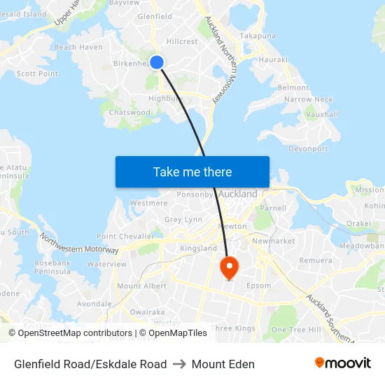 Glenfield Road/Eskdale Road to Mount Eden map