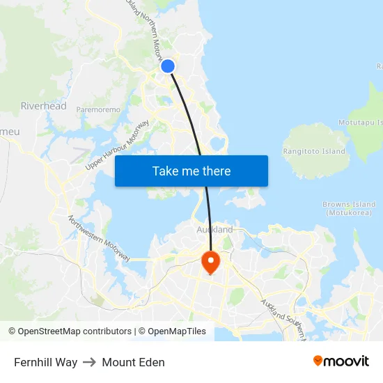 Fernhill Way to Mount Eden map