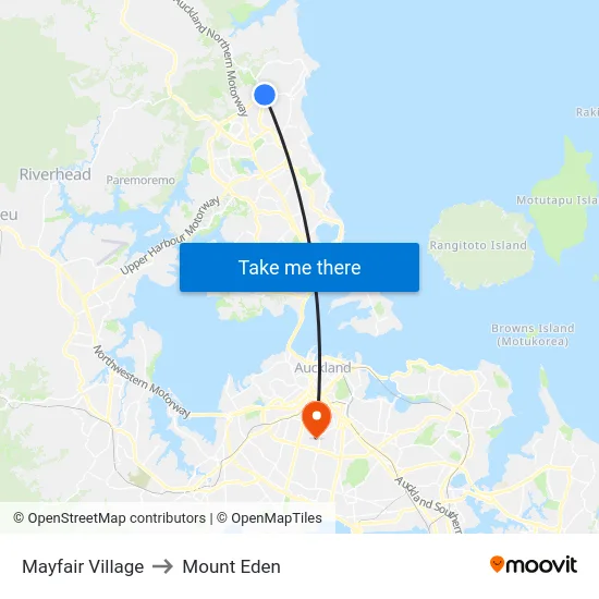 Mayfair Village to Mount Eden map