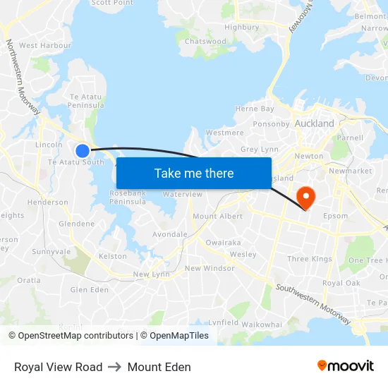 Royal View Road to Mount Eden map