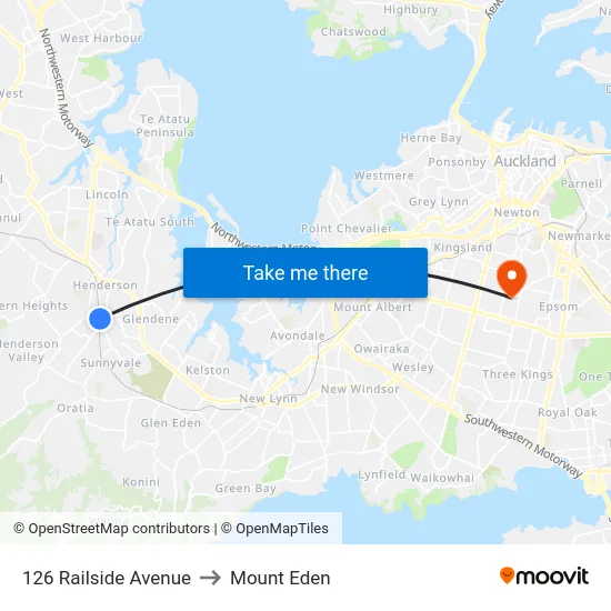 126 Railside Avenue to Mount Eden map