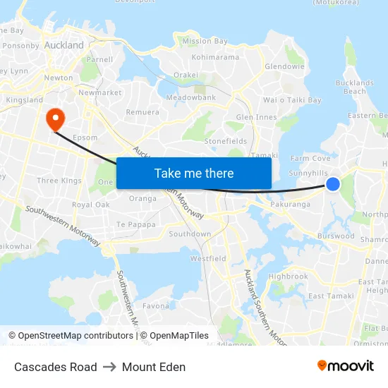 Cascades Road to Mount Eden map