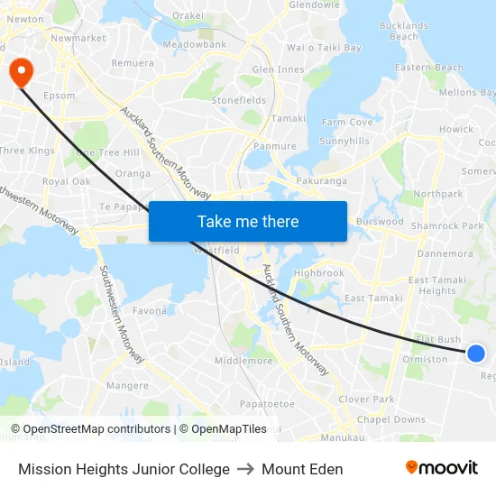 Mission Heights Junior College to Mount Eden map