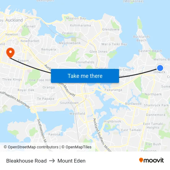 Bleakhouse Road to Mount Eden map