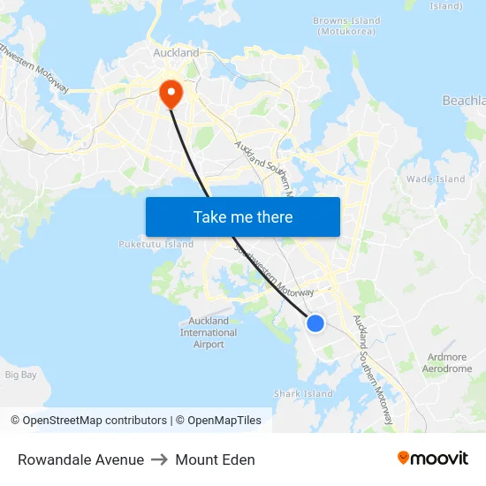 Rowandale Avenue to Mount Eden map