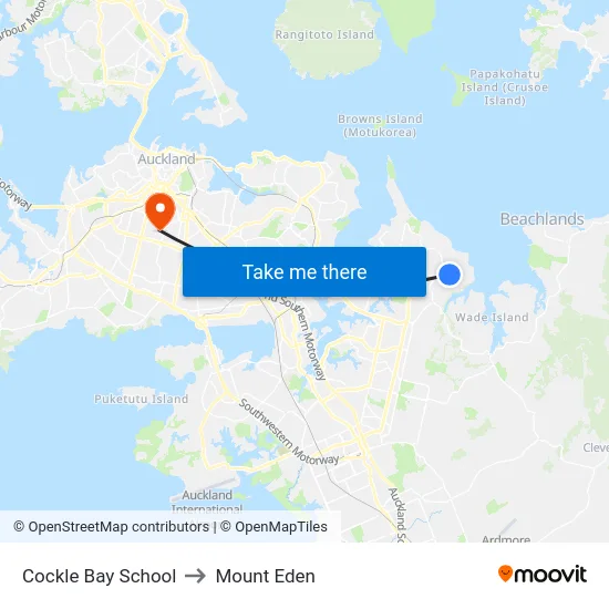 Cockle Bay School to Mount Eden map