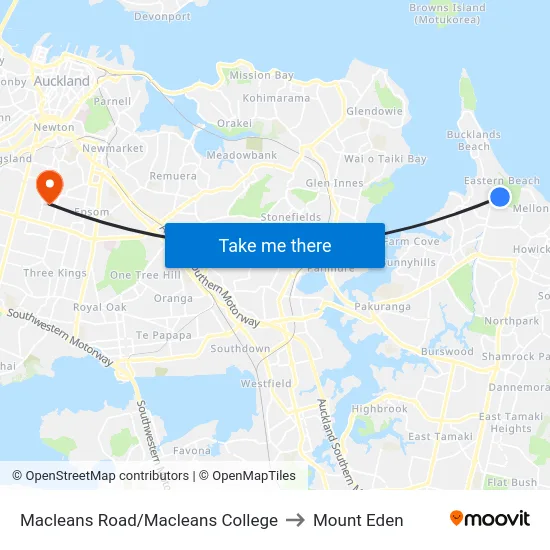 Macleans Road/Macleans College to Mount Eden map