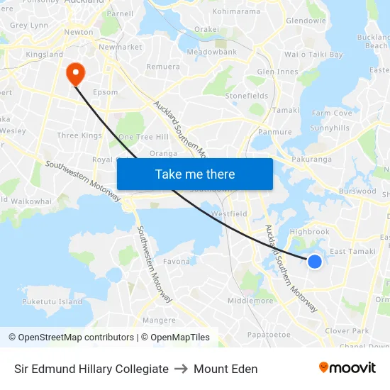 Sir Edmund Hillary Collegiate to Mount Eden map