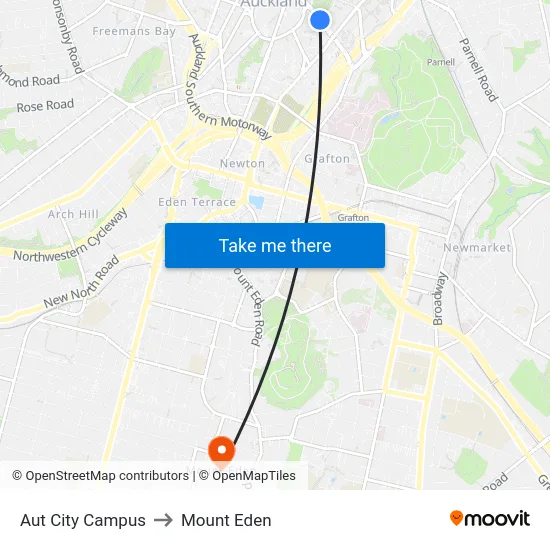 Aut City Campus to Mount Eden map