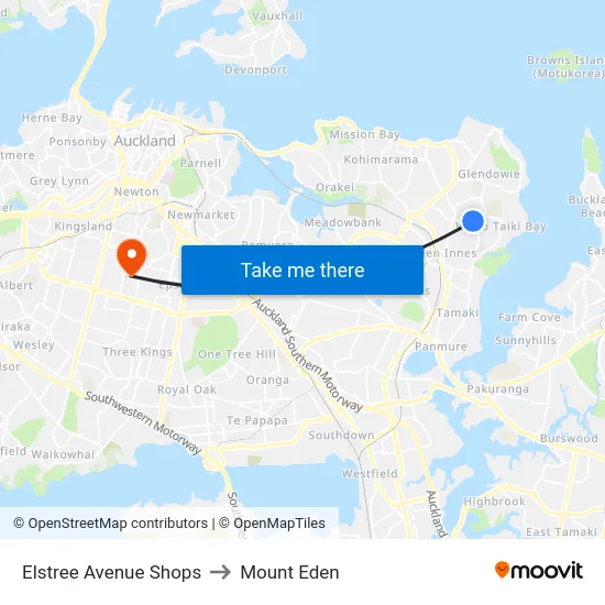Elstree Avenue Shops to Mount Eden map