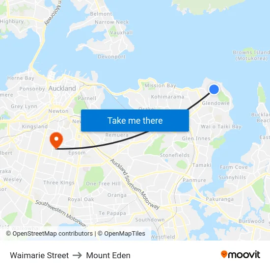 Waimarie Street to Mount Eden map