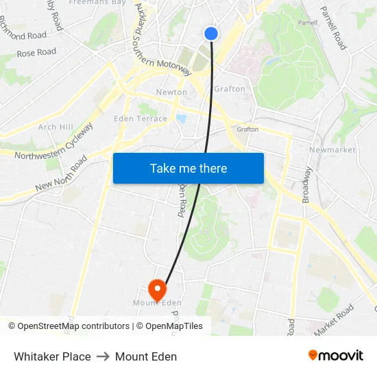 Whitaker Place to Mount Eden map