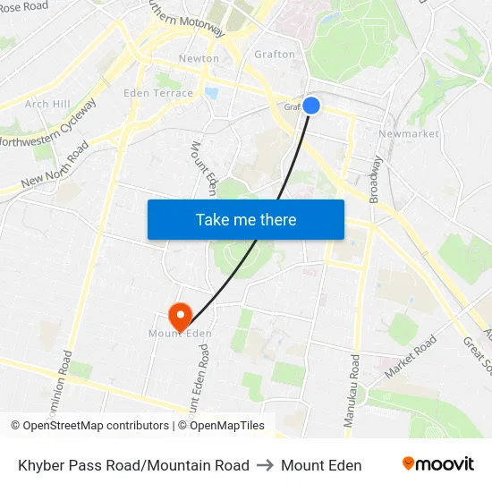 Khyber Pass Road/Mountain Road to Mount Eden map