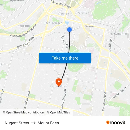 Nugent Street to Mount Eden map